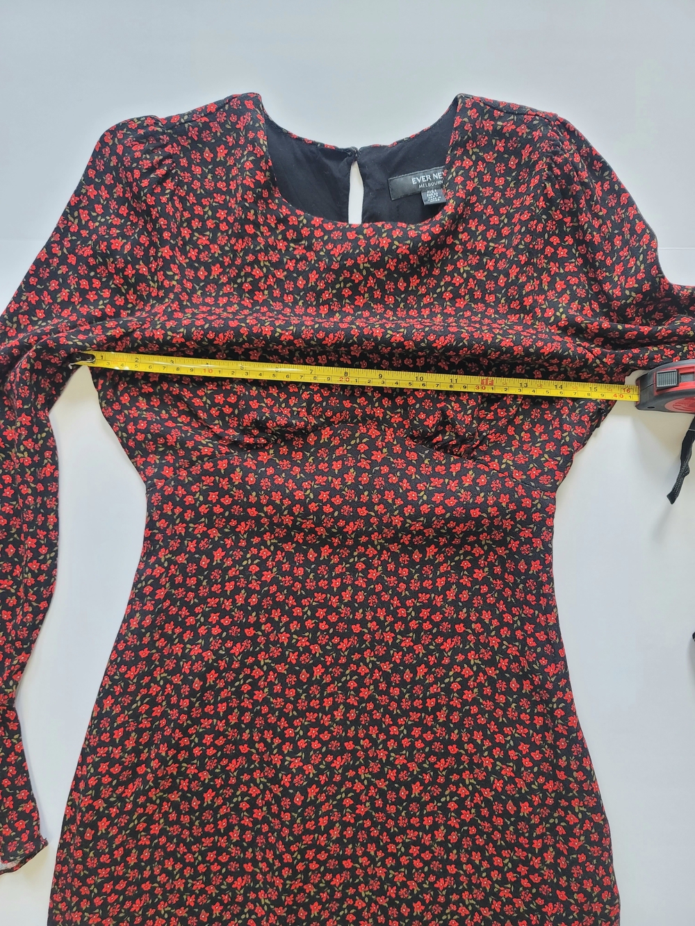 Ever New Aspen Flare Sleeve Mini Dress in Black with Red Floral Size 0 - Picture 4 of 8